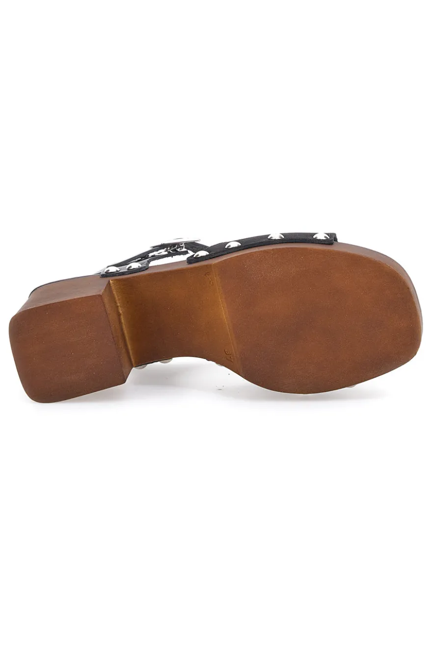 Zoccoli con Cinturino Vera Pelle Neri Pittarello Love 5757