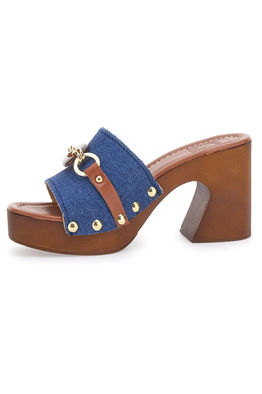 Zoccoli Jeans In Pelle Made in Italy Pittarello 25495/J