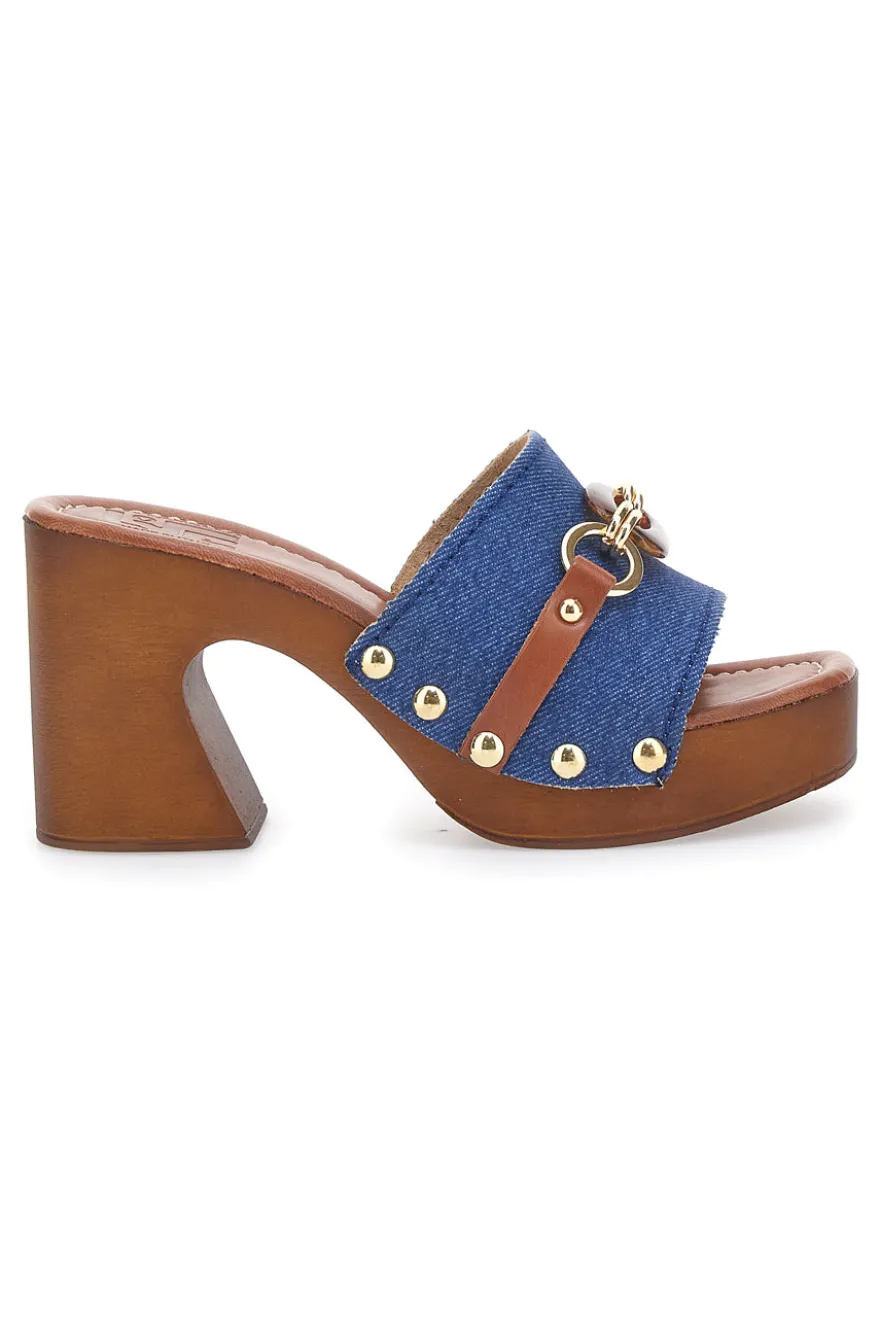Zoccoli Jeans In Pelle Made in Italy Pittarello 25495/J