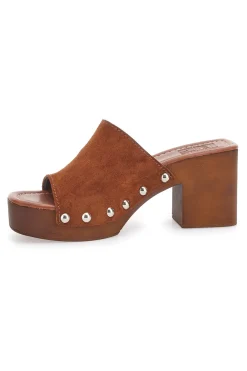 Zoccoli Marroni in Vera Pelle con Tacco Effetto Legno PITTARELLO LOVE 4850
