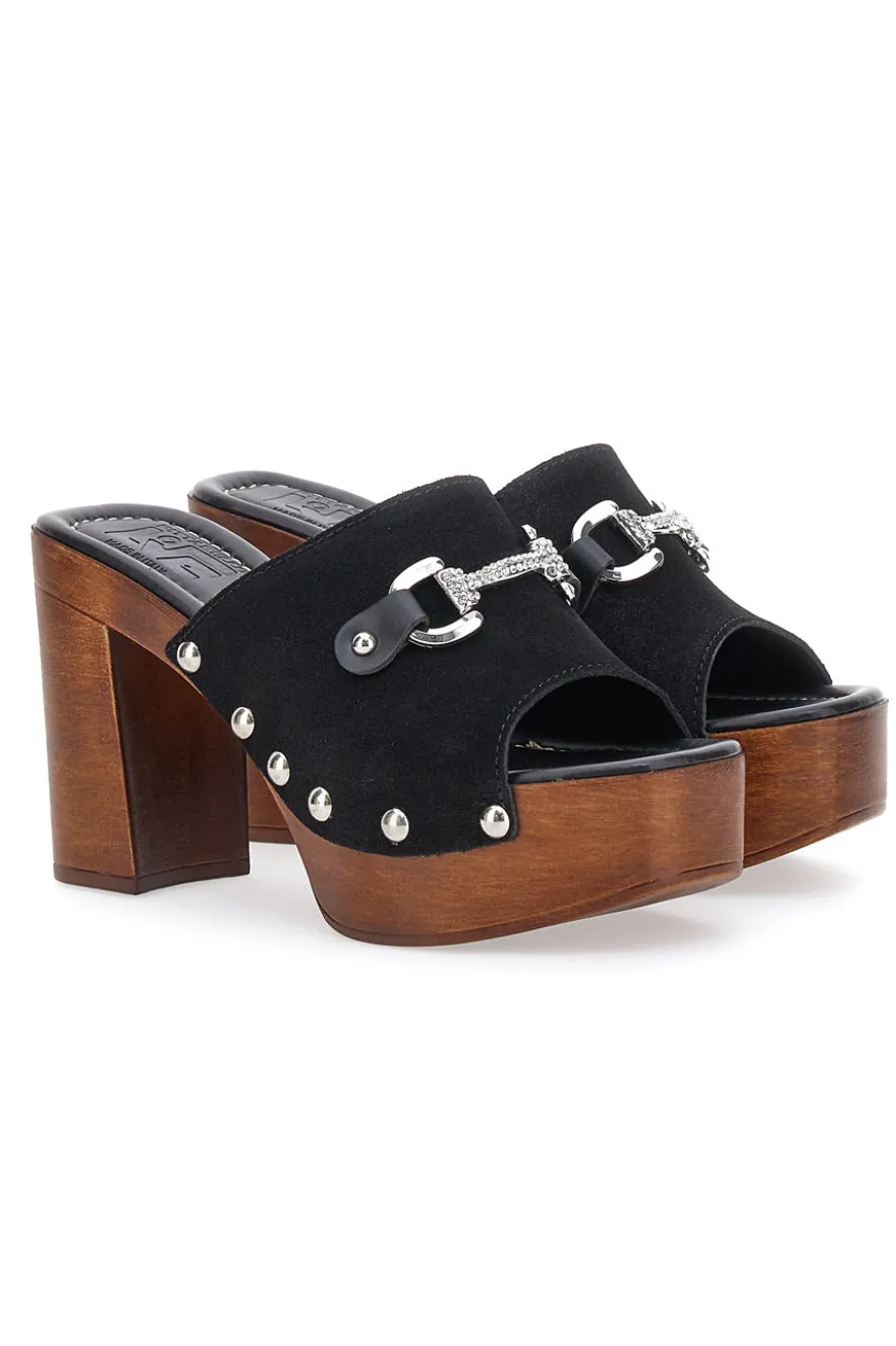 Zoccoli Neri con Morsetto Vera Pelle Pittarello Love 35011P