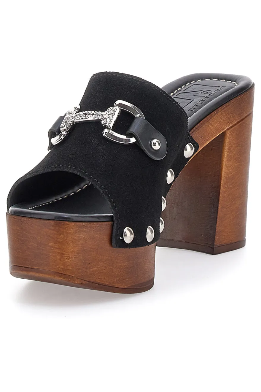 Zoccoli Neri con Morsetto Vera Pelle Pittarello Love 35011P