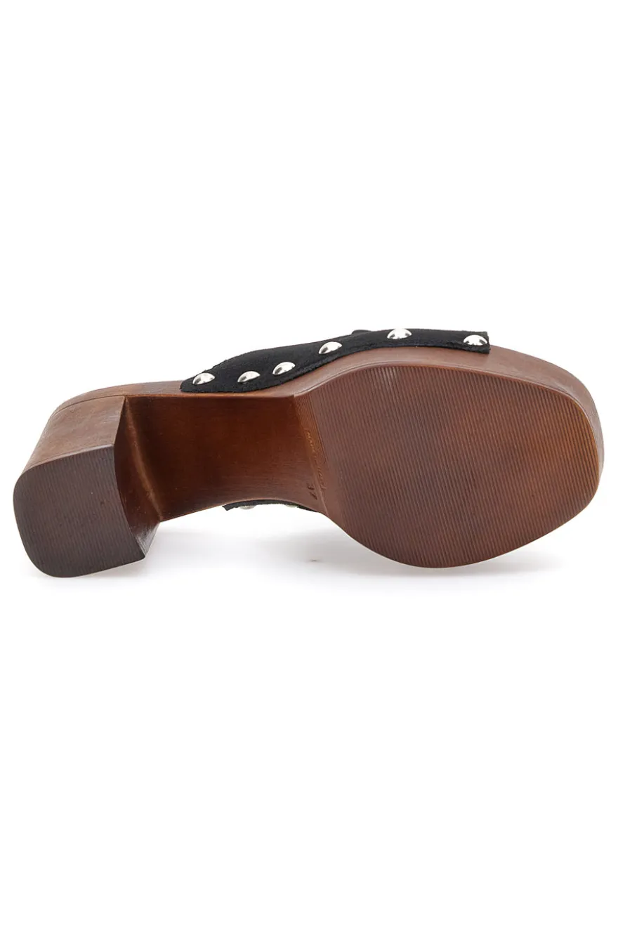 Zoccoli Neri con Morsetto Vera Pelle Pittarello Love 35011P