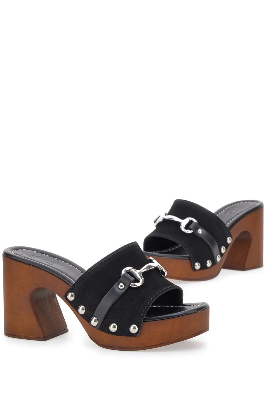 Zoccoli Neri Con Tacco 9 cm Pittarello Love 15495