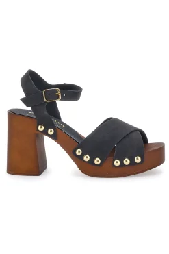 Zoccoli Sandali Neri Con Tacco 9 Cm Pittarello 8507