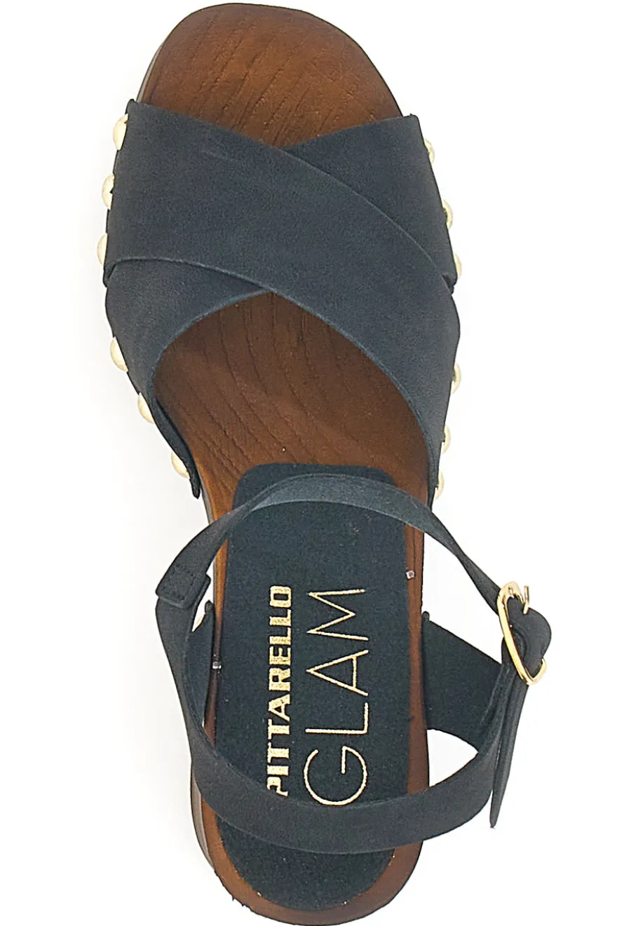 Zoccoli Sandali Neri Con Tacco 9 Cm Pittarello 8507