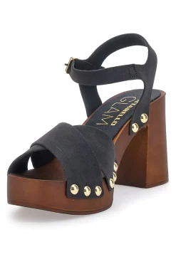 Zoccoli Sandali Neri Con Tacco 9 Cm Pittarello 8507