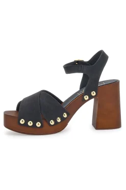 Zoccoli Sandali Neri Con Tacco 9 Cm Pittarello 8507