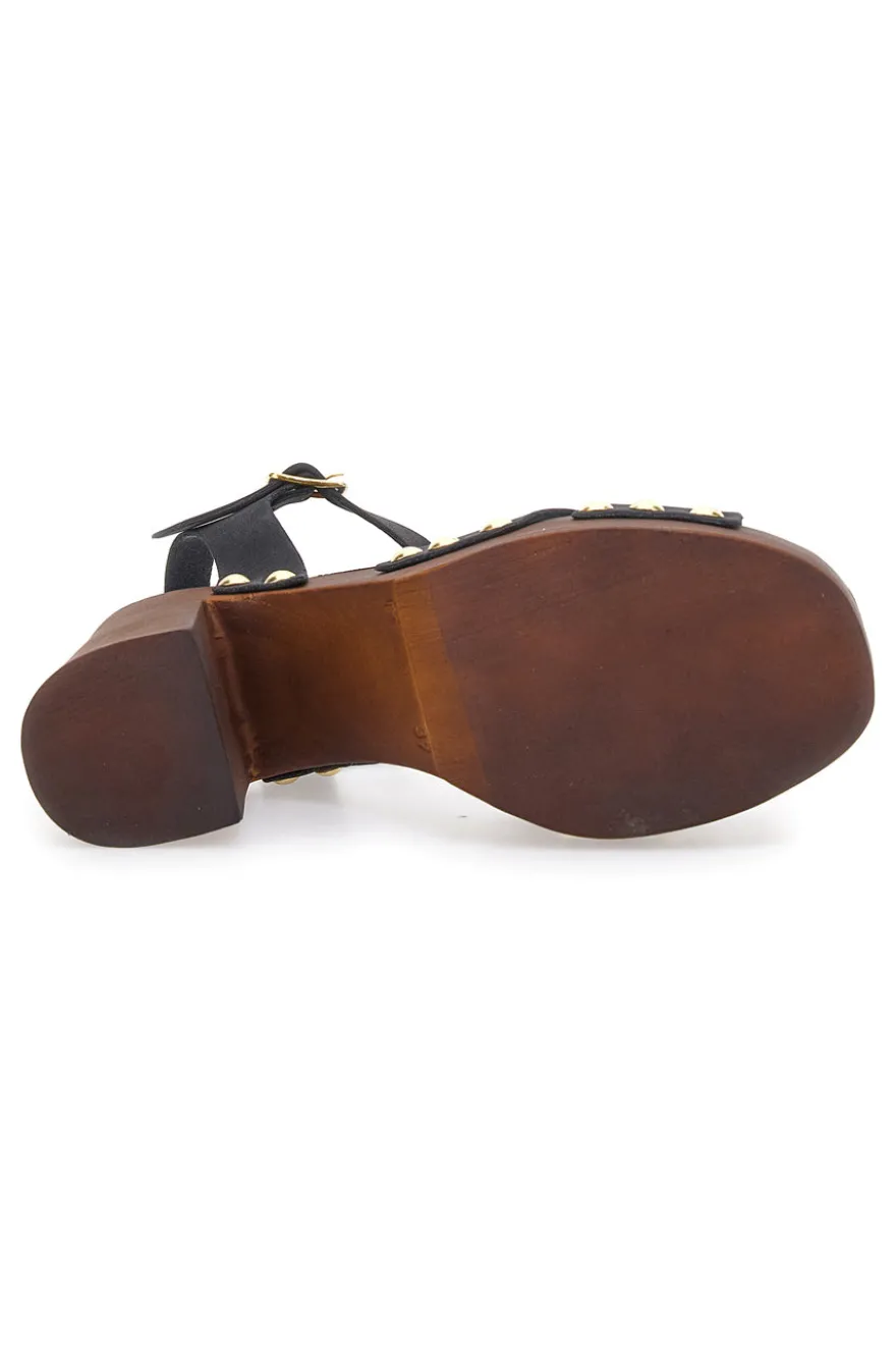 Zoccoli Sandali Neri Con Tacco 9 Cm Pittarello 8507