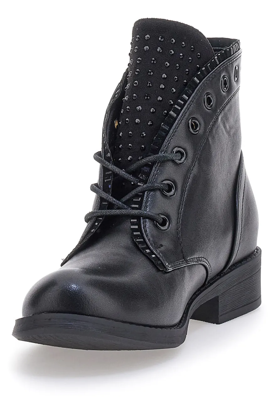 Anfibi Neri con Strass The First 493