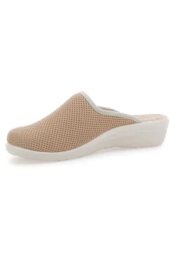 Beige Hausschuhe mit Ledersohle Fly Flot T4368FE