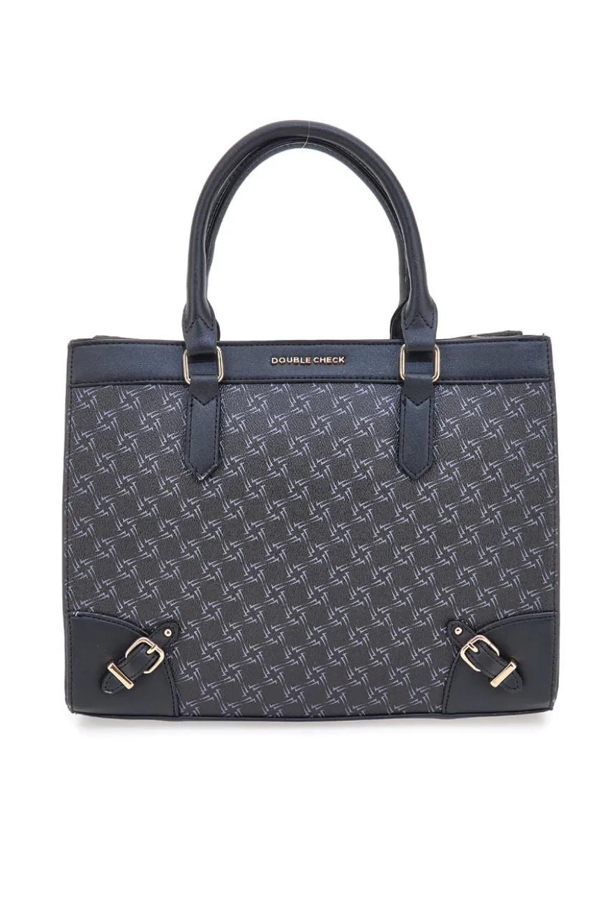 Borsa a Mano Nera Con Tracolla Rimovibile DOUBLE CHECK 18239-2