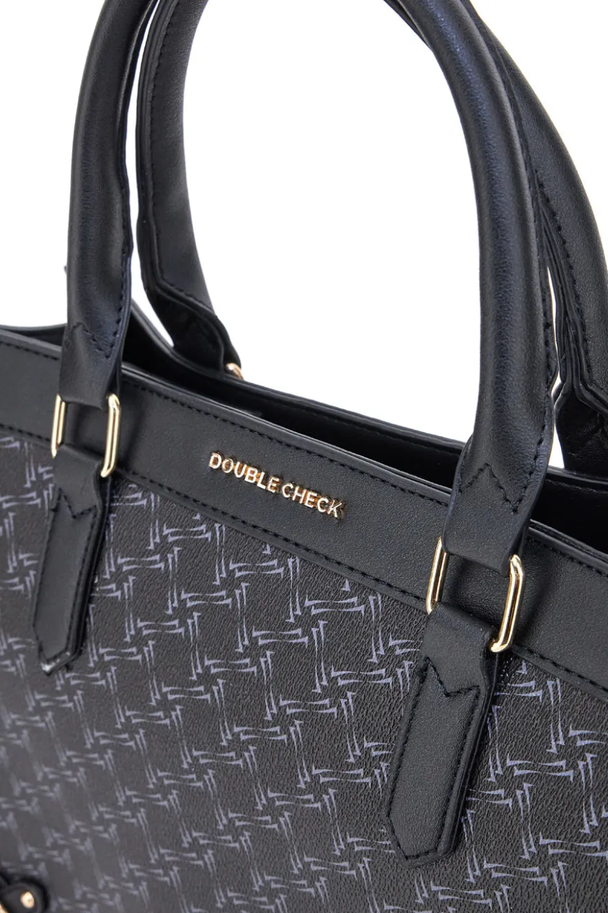 Borsa a Mano Nera Con Tracolla Rimovibile DOUBLE CHECK 18239-2