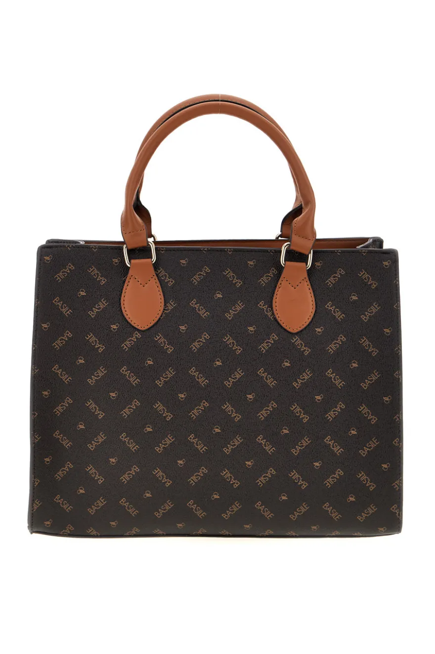 Borsa marrone logata Basile BA1145LOG