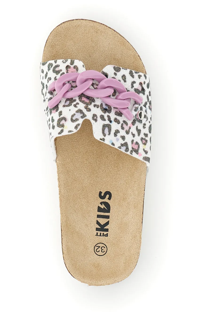 Ciabatte Bianche con Stampa Animalier Pitt kids 14400