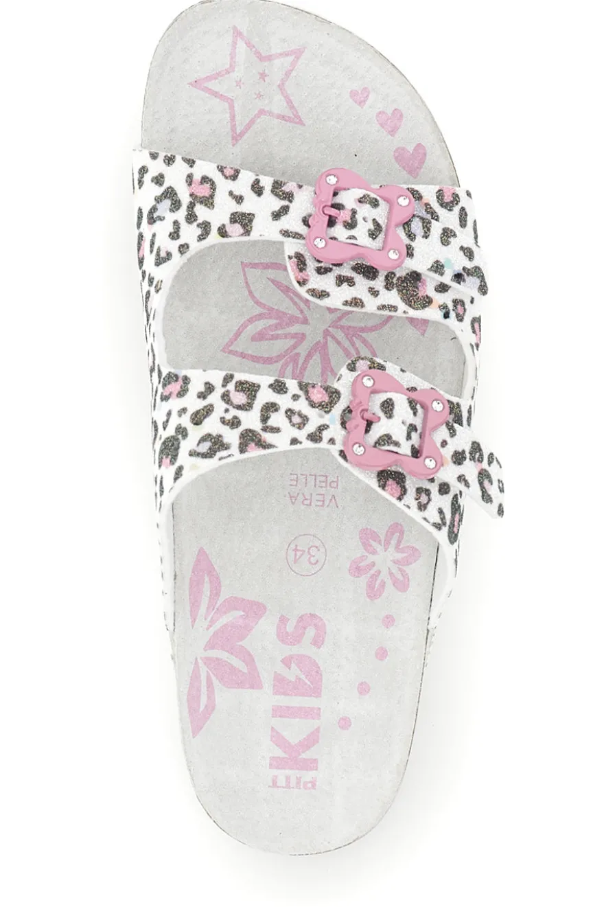 Ciabatte Bianche con Stampa Animalier Pitt kids 14459