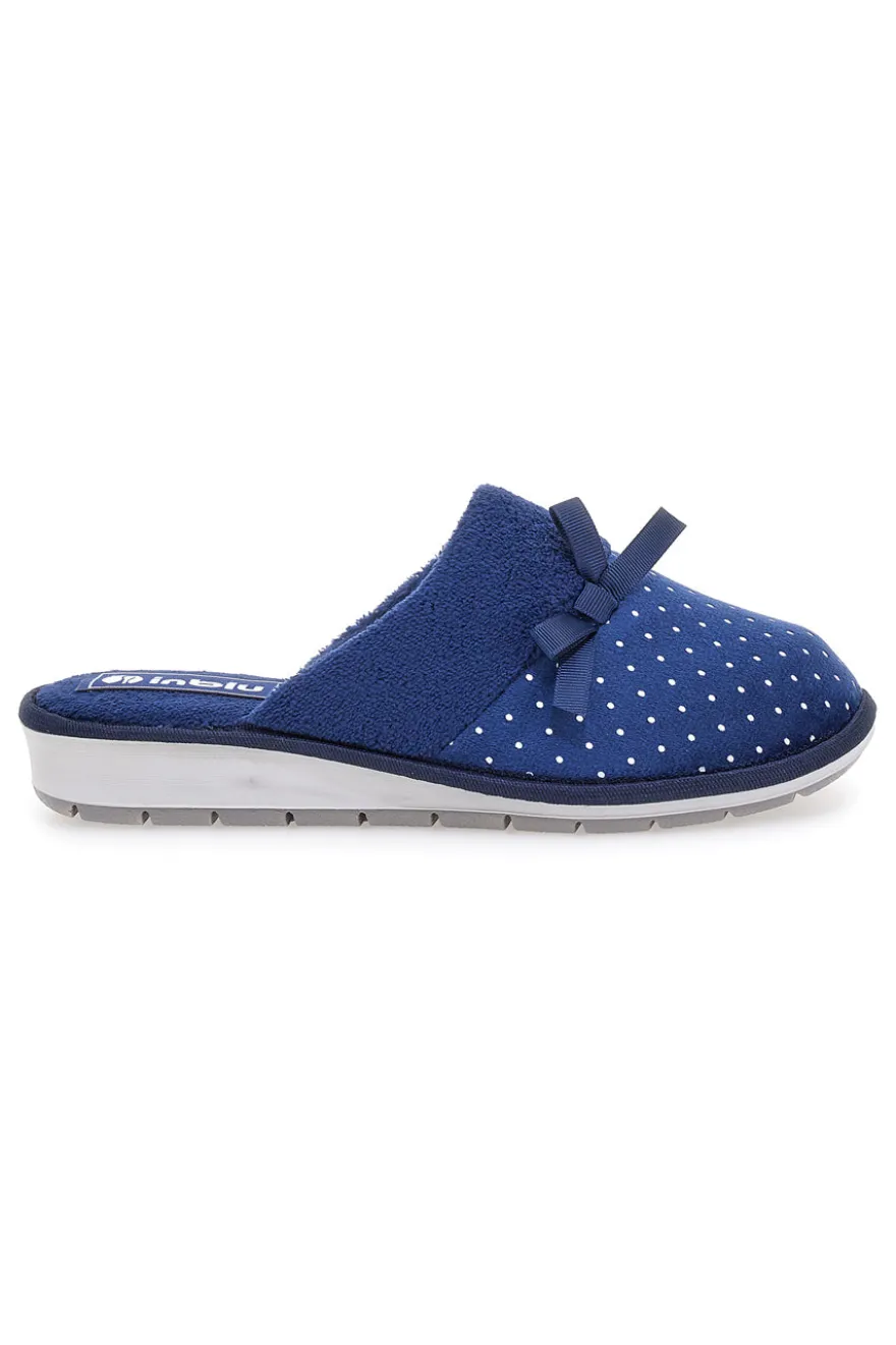Ciabatte blu con pois e fiocco decorativo Inblu 72 LB