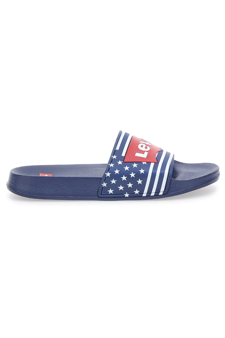 Ciabatte Navy con Logo Rosso in Silicone LEVI'S POOL