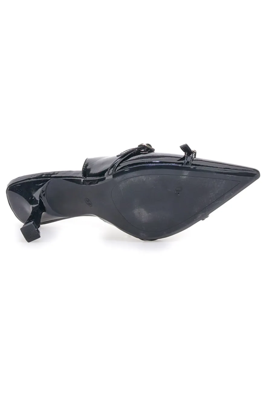 Décolleté Nero effetto vernice slingback con cinturini Mon dieu CMJ2405315