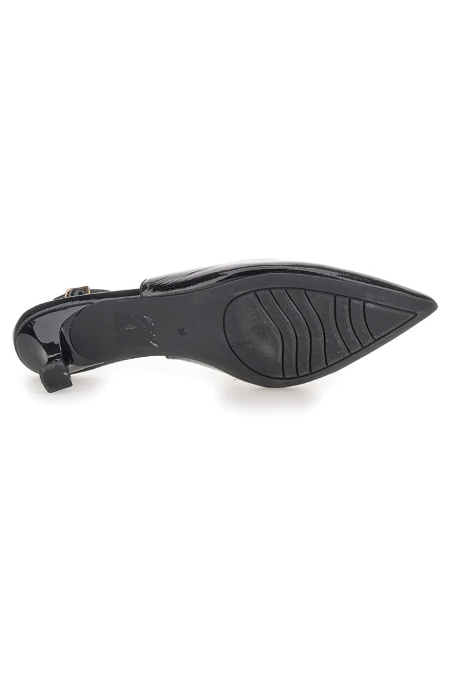 Décolleté Nero vernice slingback tacco medio Mon dieu FDS246C