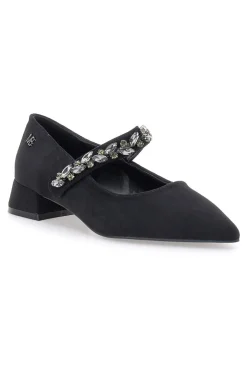 Mariella Burani 51680 schwarze Stoffpumps mit Schmucksteinriemen