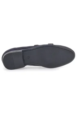 Mocassini da uomo blu scuro con doppia fibbia in pelle calzata ampia Ptr 4077