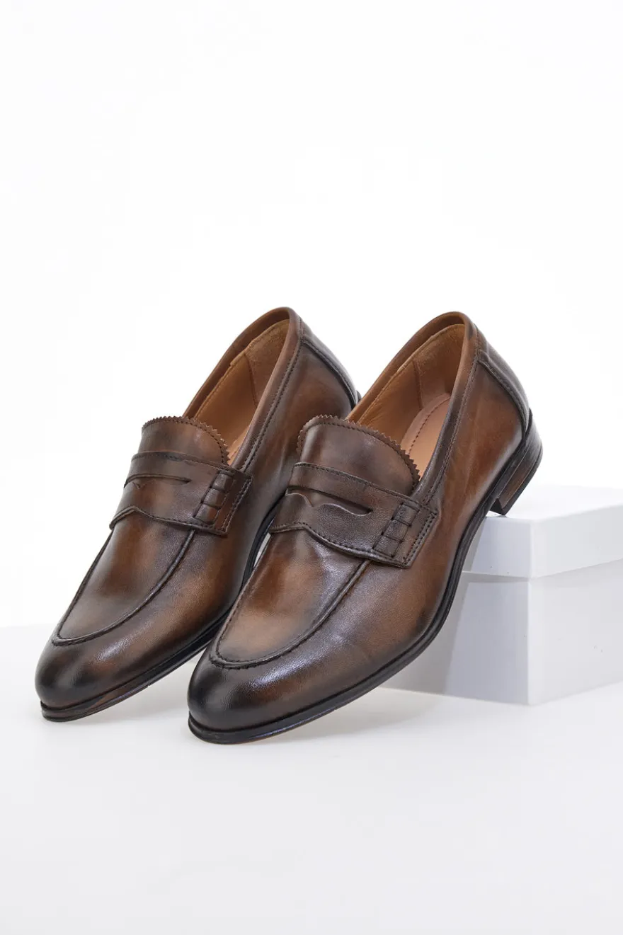 Mocassini marrone vera pelle made in italy Pittarello plus 1051