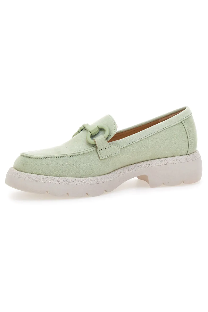 Mocassini Verde Pastello Con Morsetto Le Havre Paris 230052