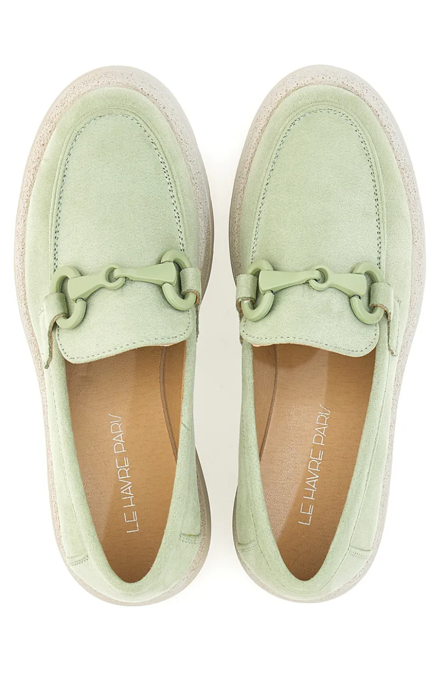 Mocassini Verde Pastello Con Morsetto Le Havre Paris 230052