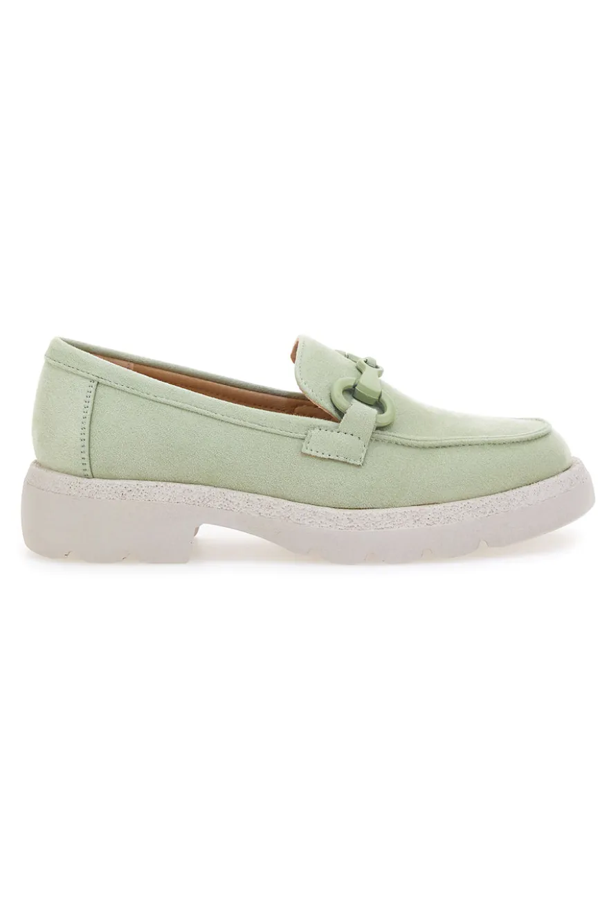 Mocassini Verde Pastello Con Morsetto Le Havre Paris 230052