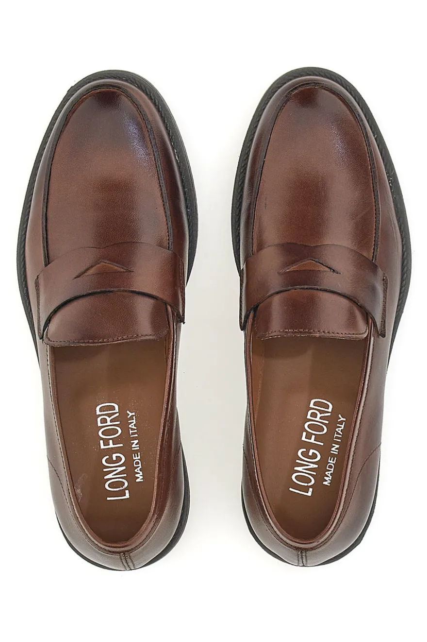 Mocassino Marrone Vera Pelle Longford 711