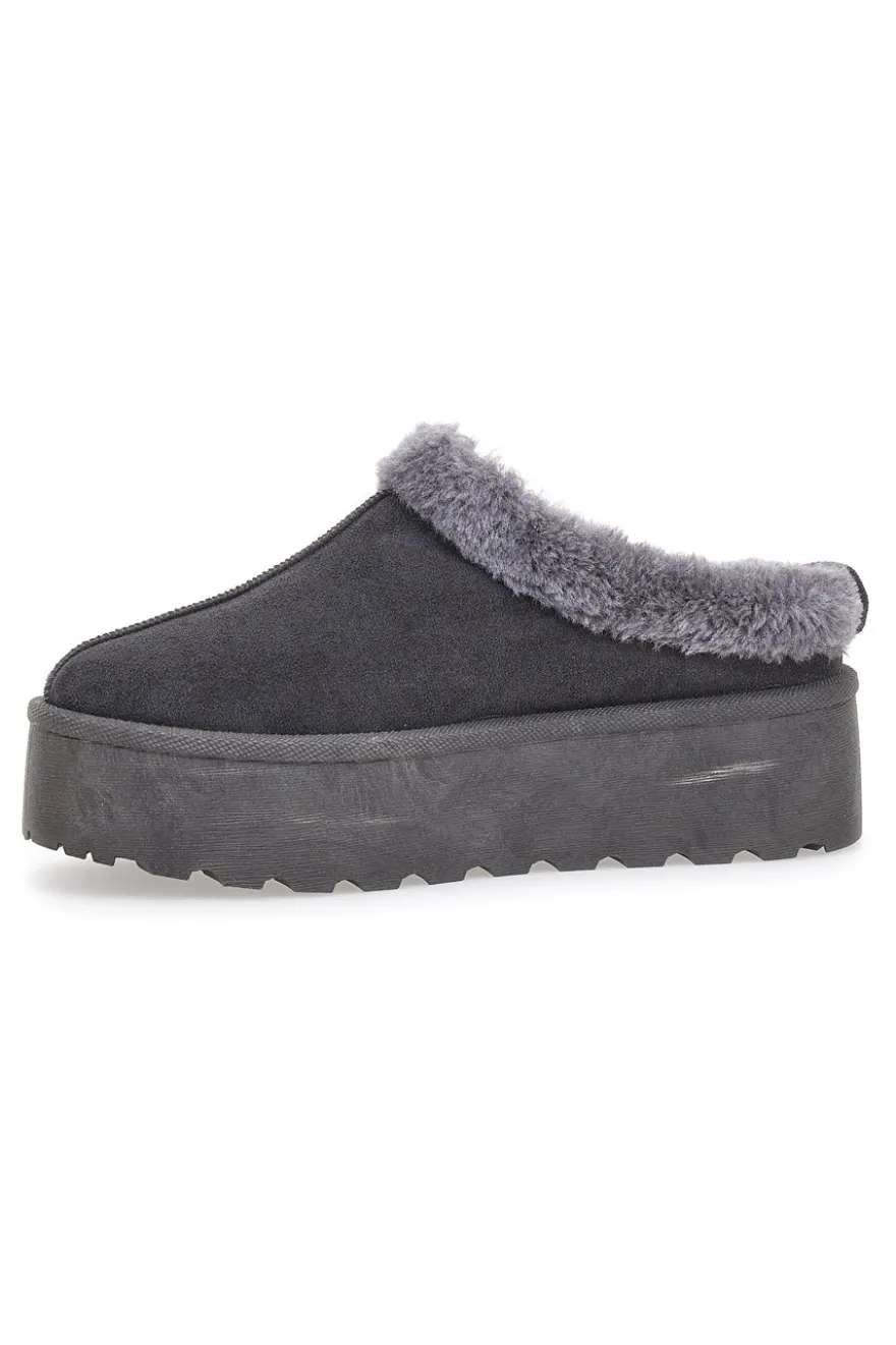 Pantofole Stivaletti con Pelo Grigie Con Platform Pittarello Love 1913