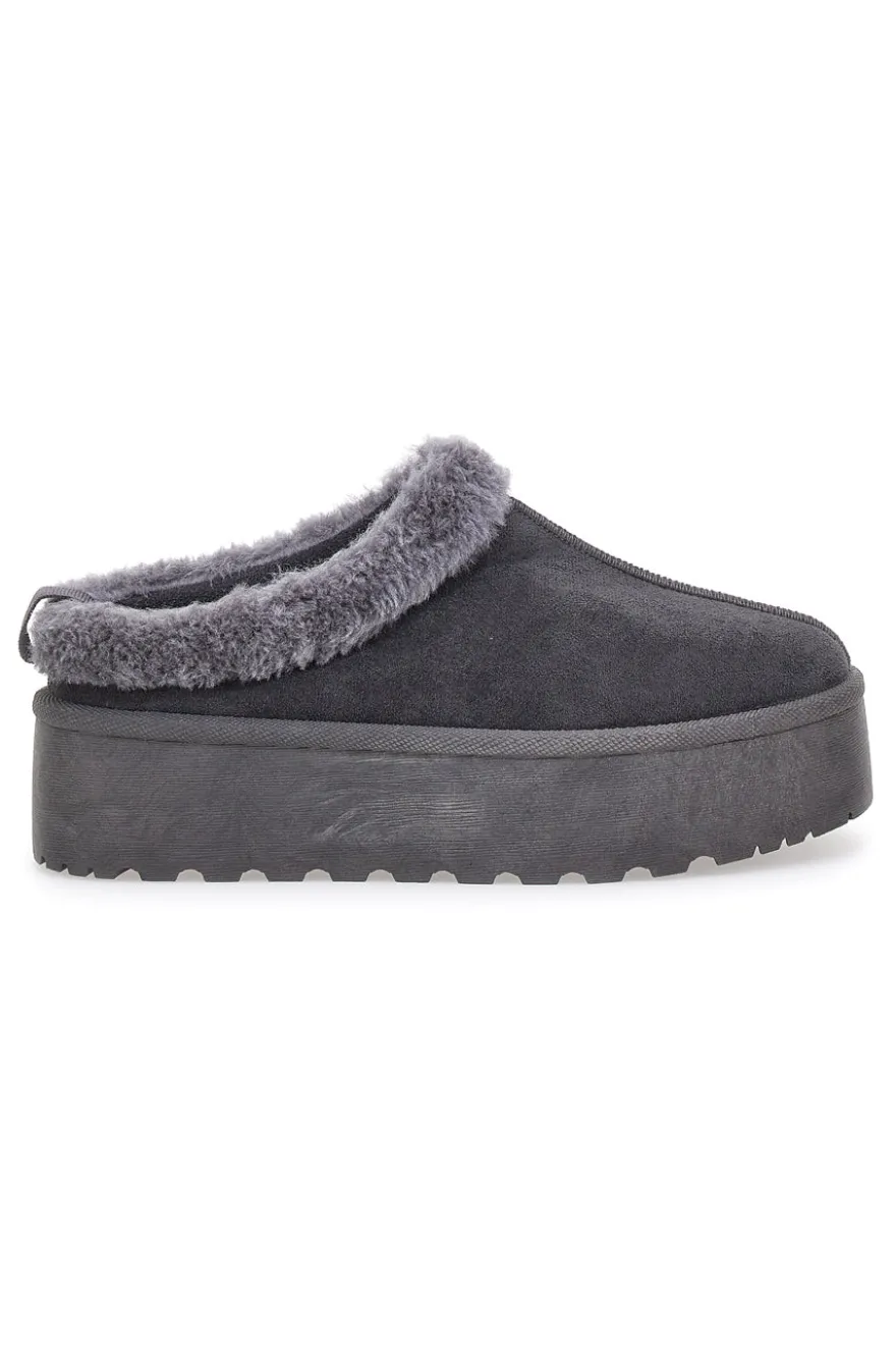 Pantofole Stivaletti con Pelo Grigie Con Platform Pittarello Love 1913
