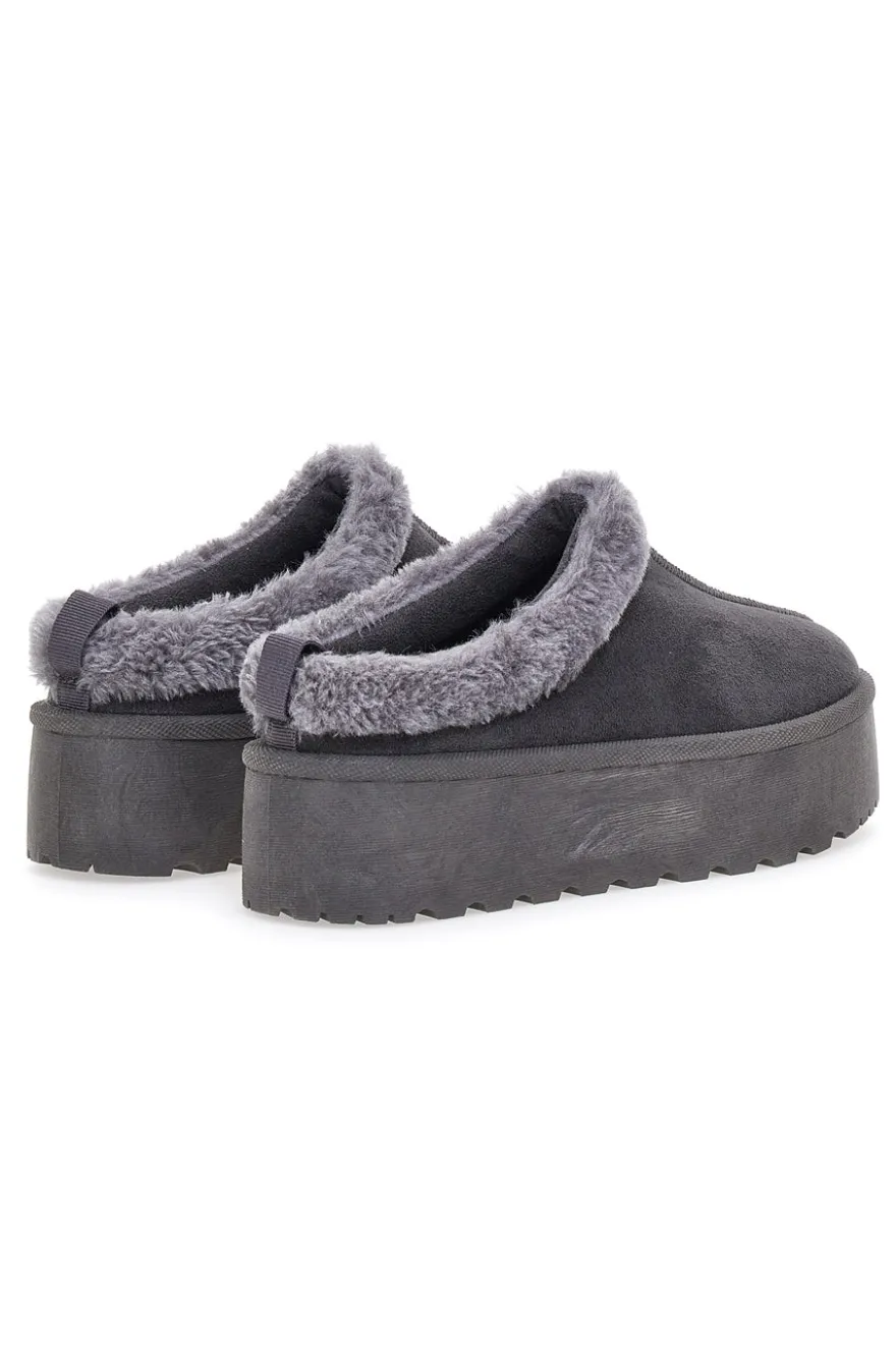 Pantofole Stivaletti con Pelo Grigie Con Platform Pittarello Love 1913