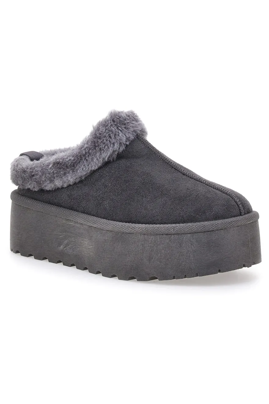 Pantofole Stivaletti con Pelo Grigie Con Platform Pittarello Love 1913