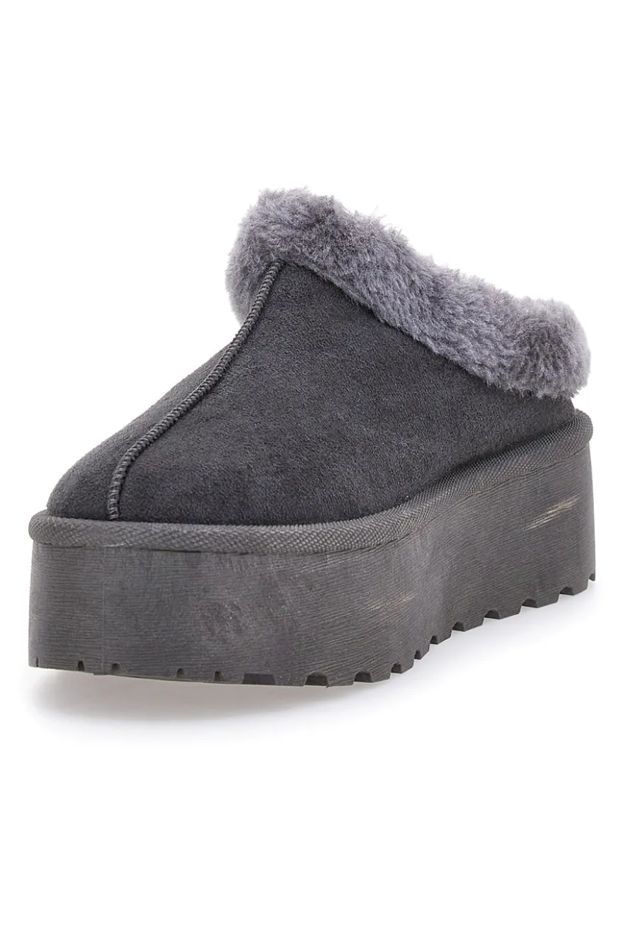 Pantofole Stivaletti con Pelo Grigie Con Platform Pittarello Love 1913