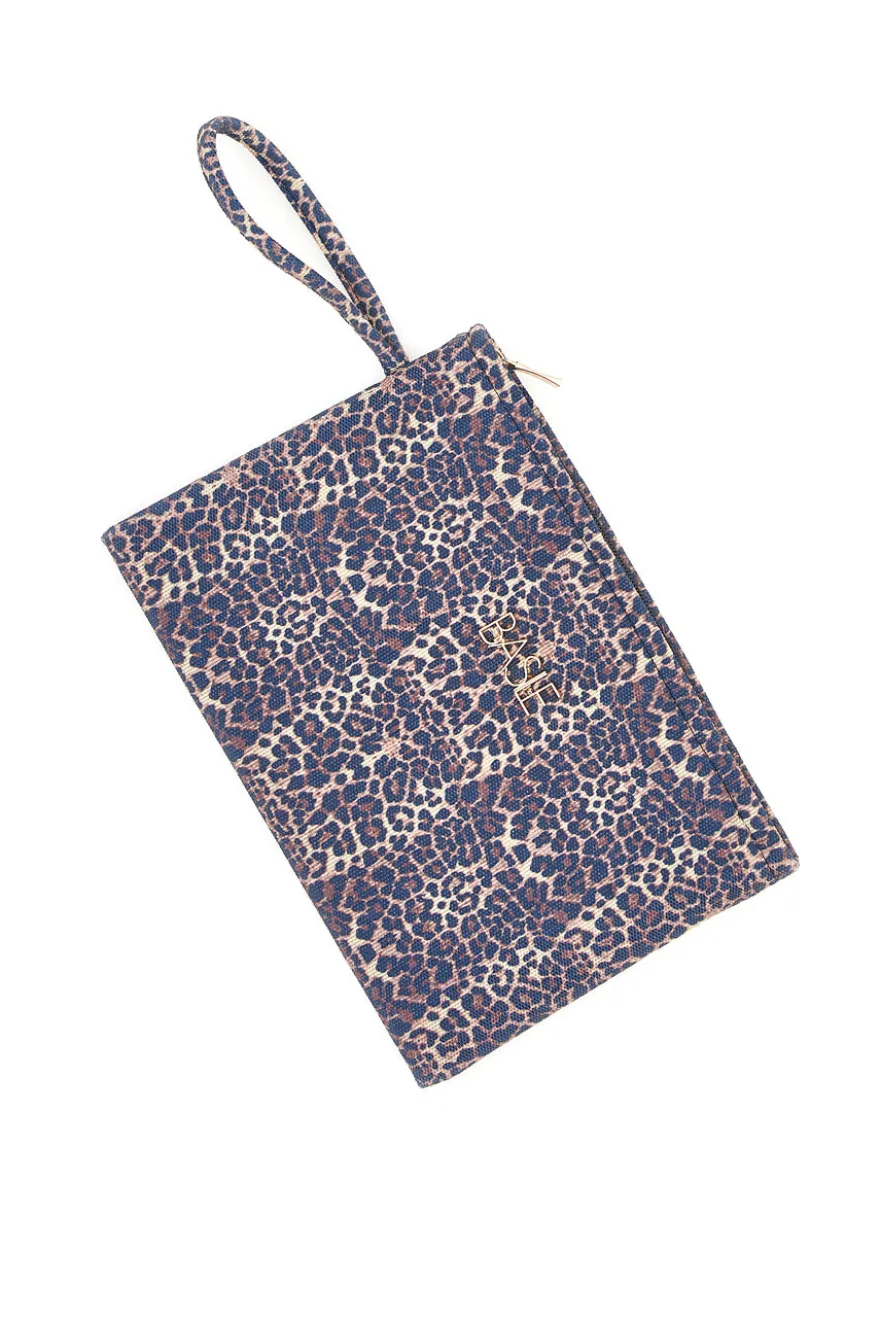 Pochette leopardata blu con stampa animalier Basile CLASSBA23633
