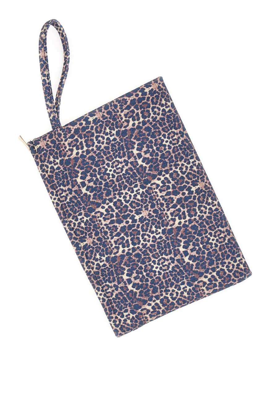 Pochette leopardata blu con stampa animalier Basile CLASSBA23633