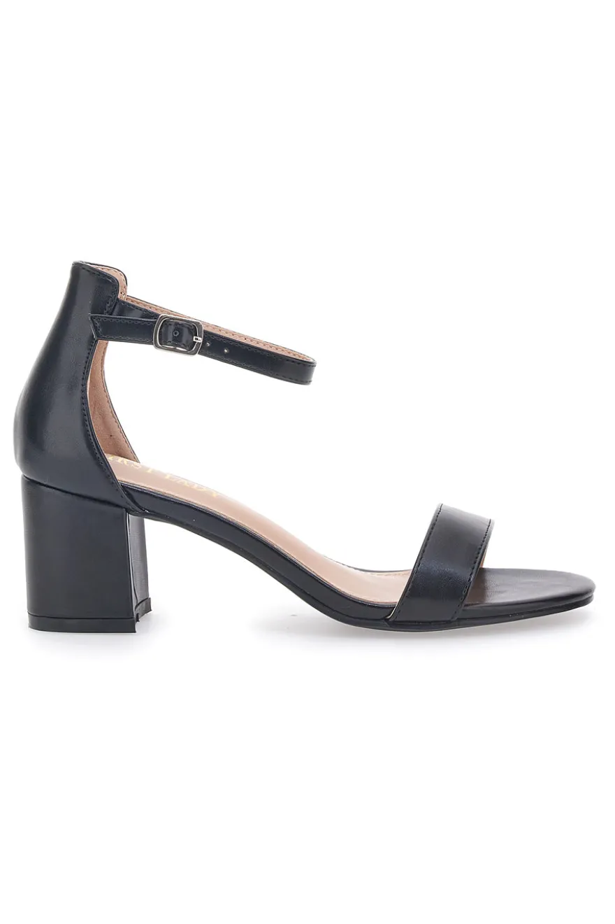 Sandali Neri Con Tacco a Blocco First Lady 402