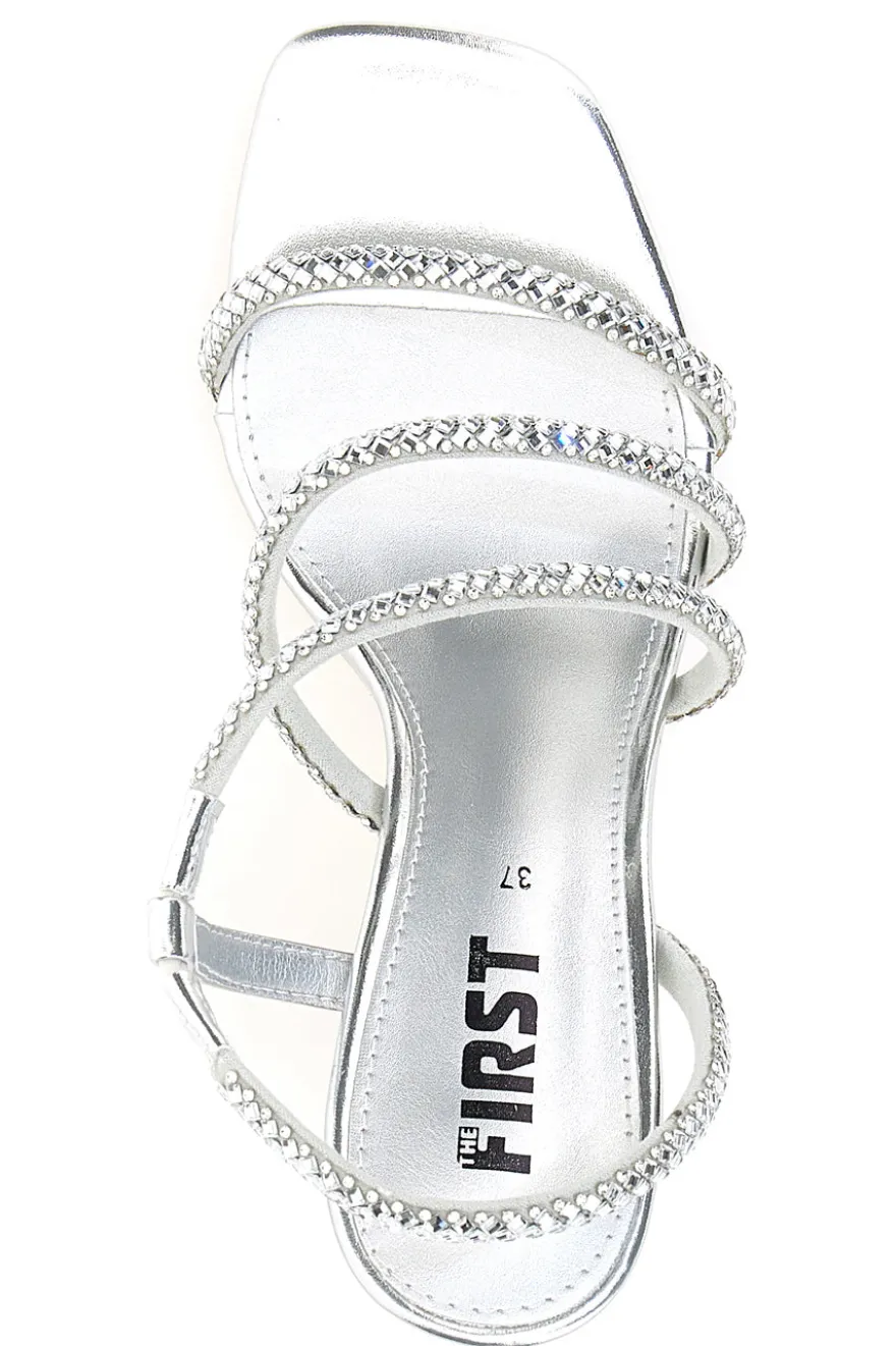 Sandali Argento Con Cinturino e Dettagli Brillanti The First 255