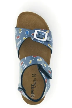Sandali azzurri stampati con fibbia e cinturino Pitt kids 45289GHE