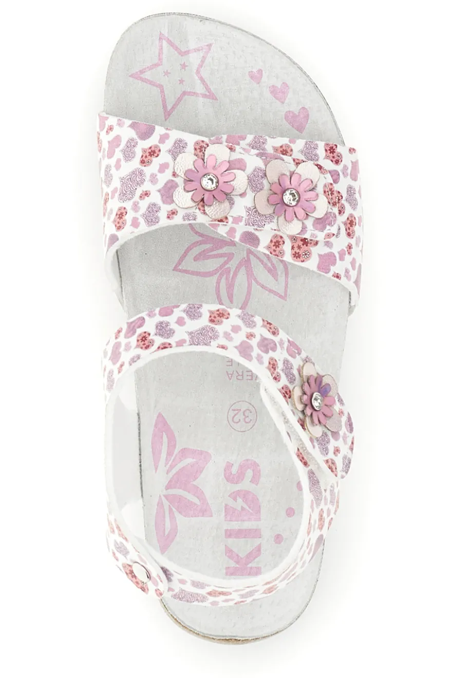 Sandali Bianchi con Stampa Cuori Pitt kids 14609