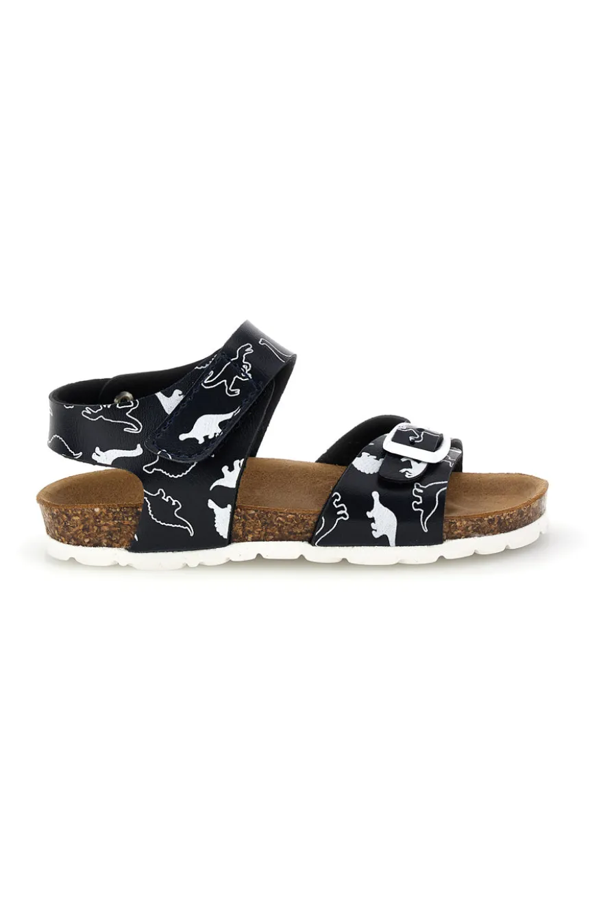 Sandali blu con stampa dinosauri doppia regolazione Pitt kids 45289gdn