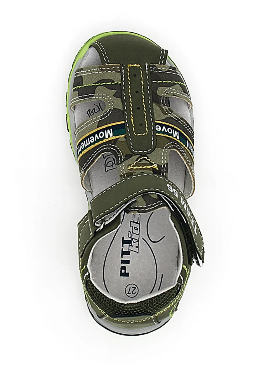 Sandali con Velcro Verde Oliva Pitt Kids 14365