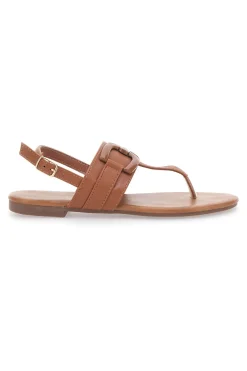 Sandali flat marroni con fascetta sottile MON DIEU PREA446