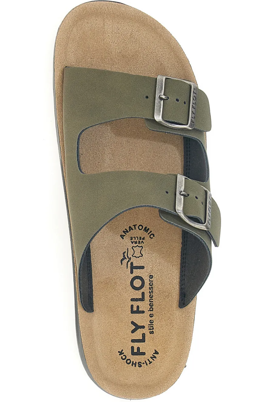 Sandali kaki con doppia fibbia Fly Flot 781714C