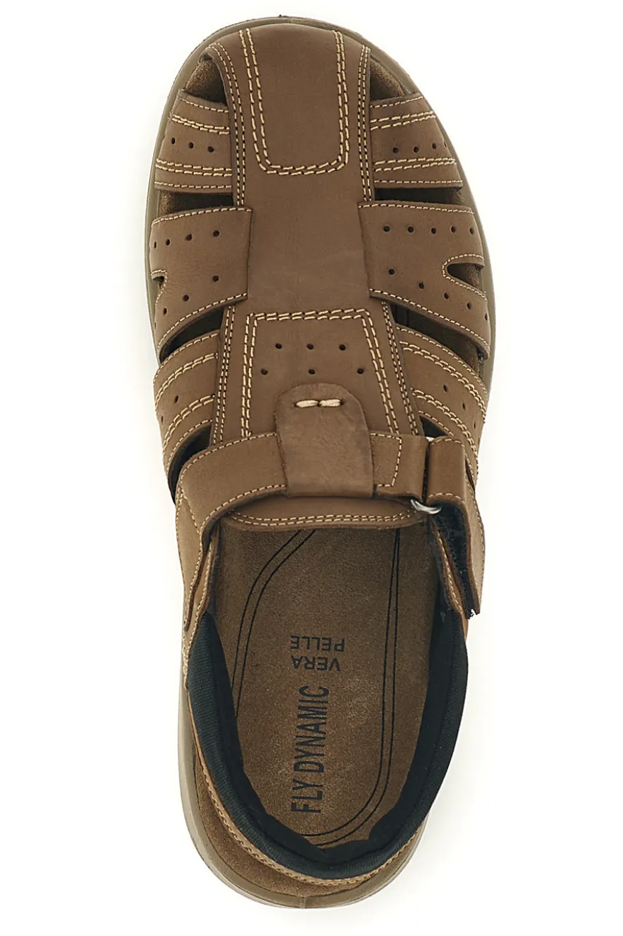 Sandali marroni con strappo in velcro Fly dinamic FD29