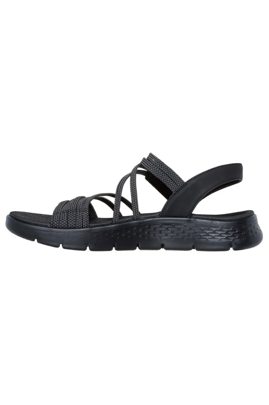 Sandali neri con fasce elastiche e cinturino in velcro Skechers Go walk flex sandal