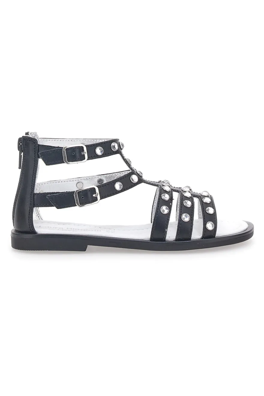Sandali Neri con Strass Laura Biagiotti 9034