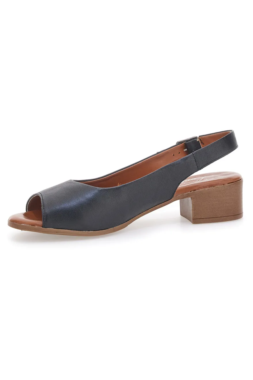 Sandali Neri con Tacco a Blocco e Tomaia in Pelle PITTARELLO LOOK 243065